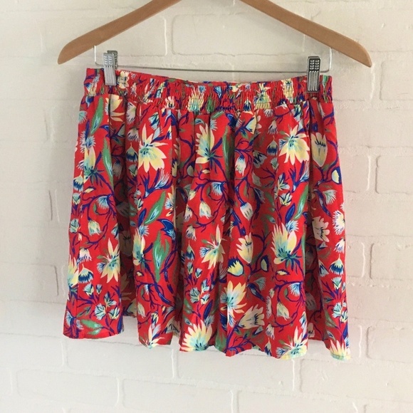 Anthropologie x The Korner Mini Tennis Skirt Coquette Floral Red Yellow Flowy M - Picture 9 of 13